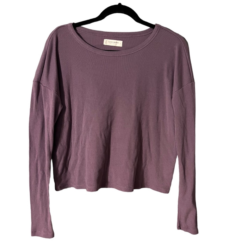 Lucky Brand Long Sleeve Crew Neck Knit Top Purple Mauve Women’s Size Sma…